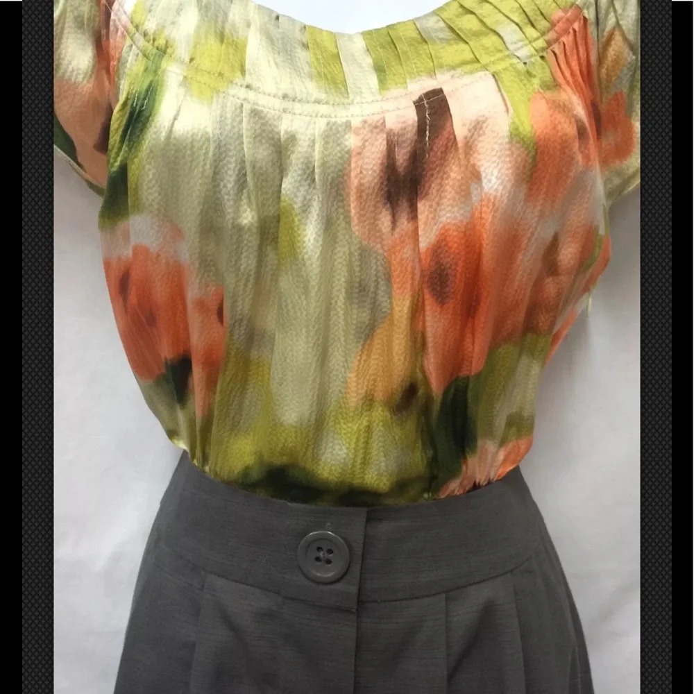 TABITHA Anthropologie Dress Zoya Lined Silk Blouse Mini Career Floral Watercolor